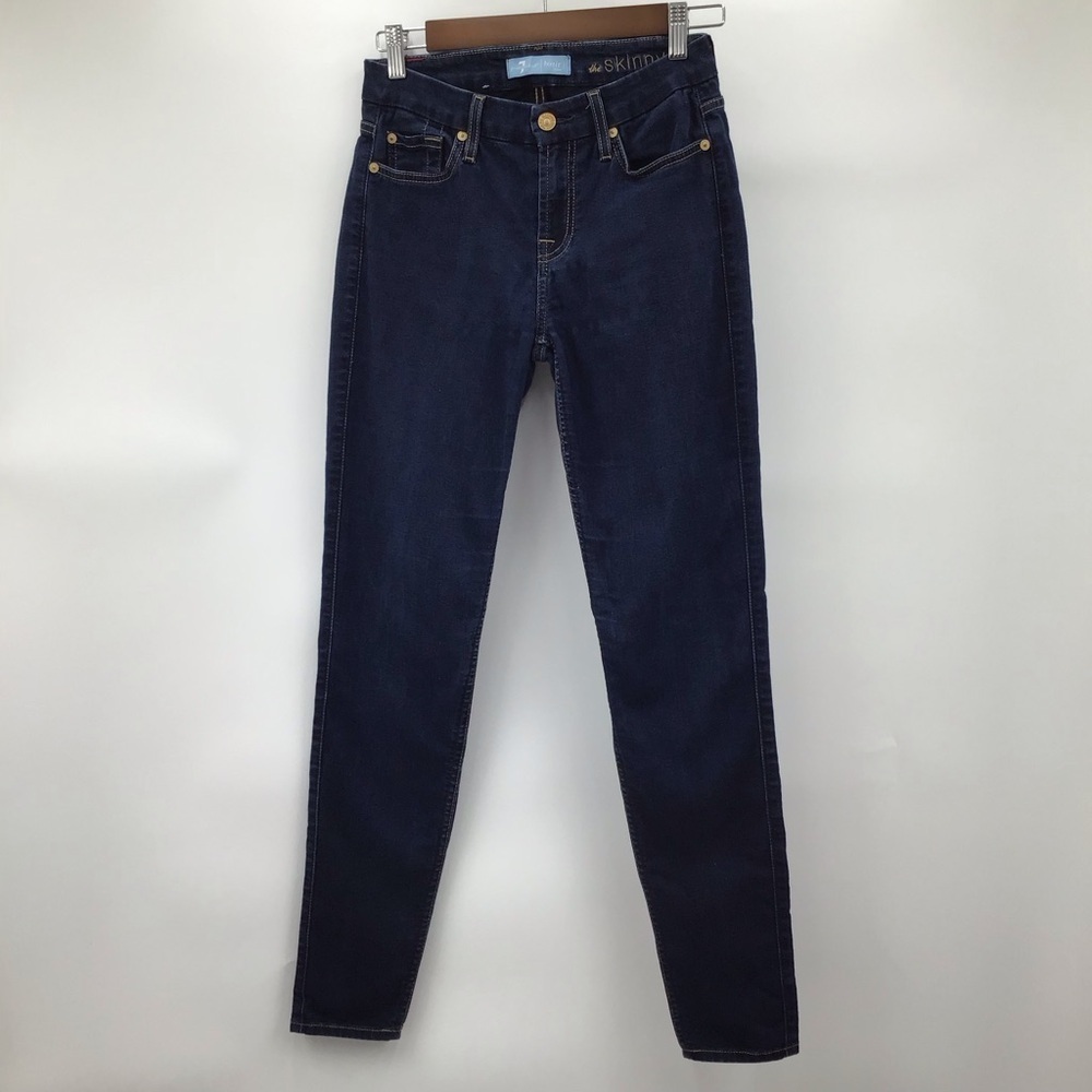 7 For All Mankind b(air) denim Dark Indigo Ankle Skinny Jeans Strech - Picture 2 of 12
